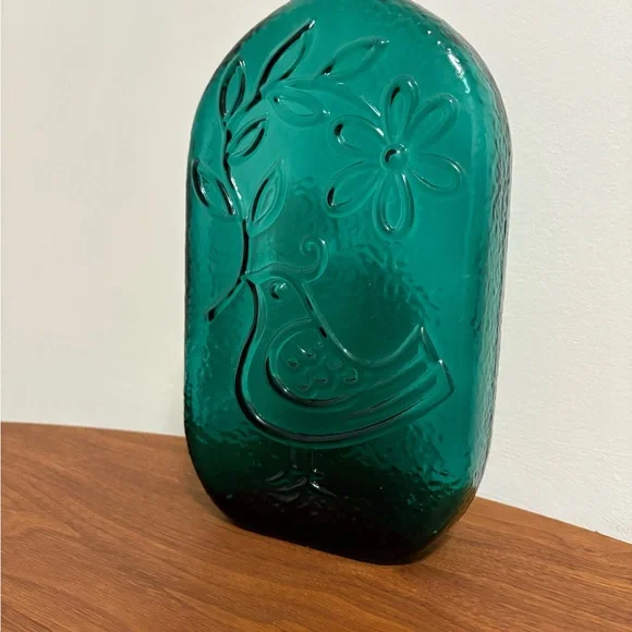 Teal Embossed Glass Vase - Picture 2 of 8